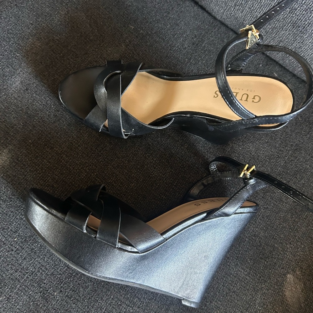 Guess Black Wedge Heels Sleek Design